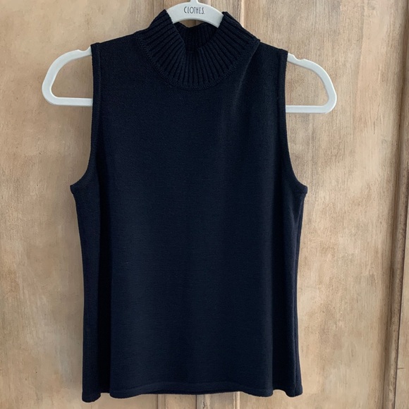 St. John Tops - St. John Black Wool Blend Sleeveless Knit Top